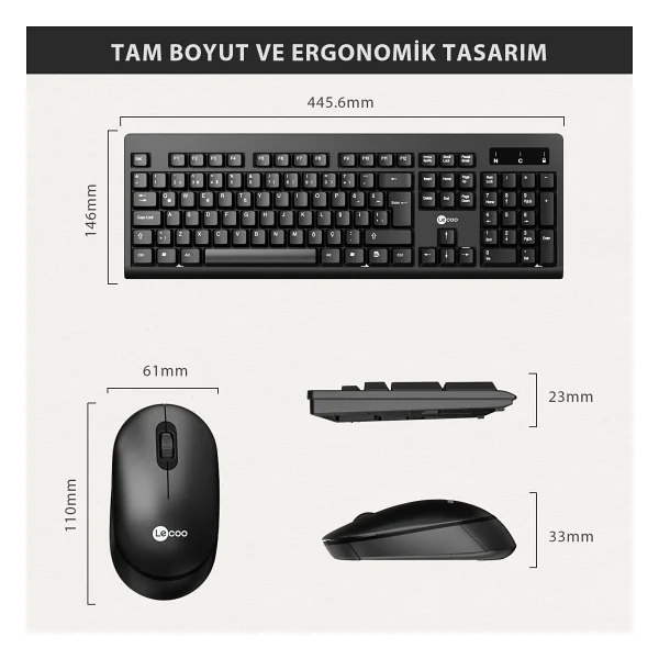 Lenovo Lecoo KW210 Kablosuz Klavye Mouse Seti - Görsel 7