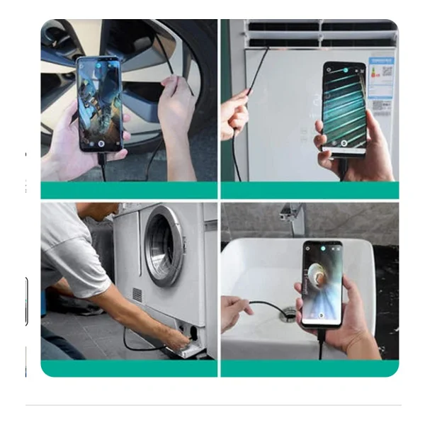 Qasul Profesyonel Endoskop Kamera Arama Motor Içi Su Geçirmez Aralara Girebilen Tesisat Kamerası Android Uyumlu - 10-Metre - Görsel 4