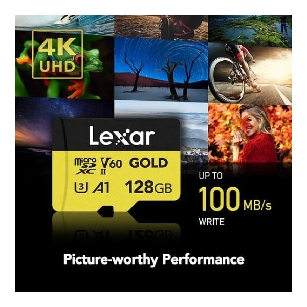 Lexar Professional Gold Series Lmsgold128g Class 10 Uhs-Iı U3 A1 V60 128 GB Micro Sd Kart - Görsel 10