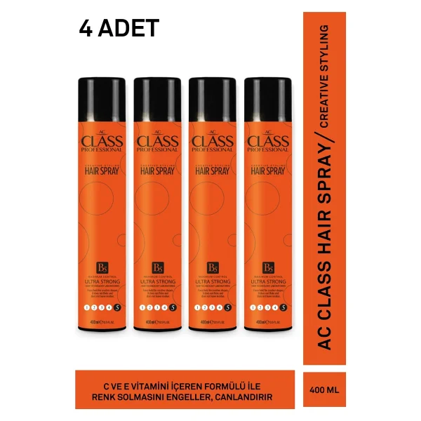 Ac Class Saç Spreyi Ultra Strong 5 No Dondurucu Sprey 400 Ml 4 Adet - Görsel 3