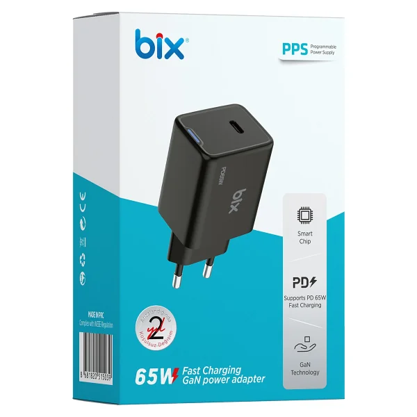 Bix Bx1p65g 65 W Siyah Hızlı Şarj Adaptörü - Görsel 6