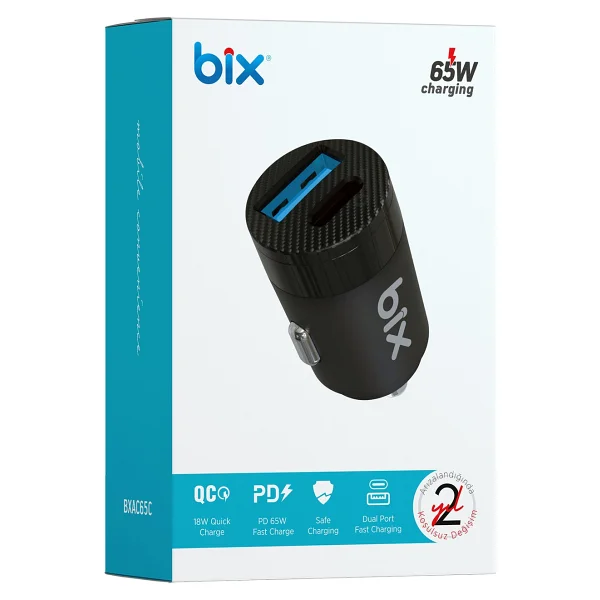 Bix Bxac65c 65 W Siyah Hızlı Araç Şarj Aleti - Görsel 7