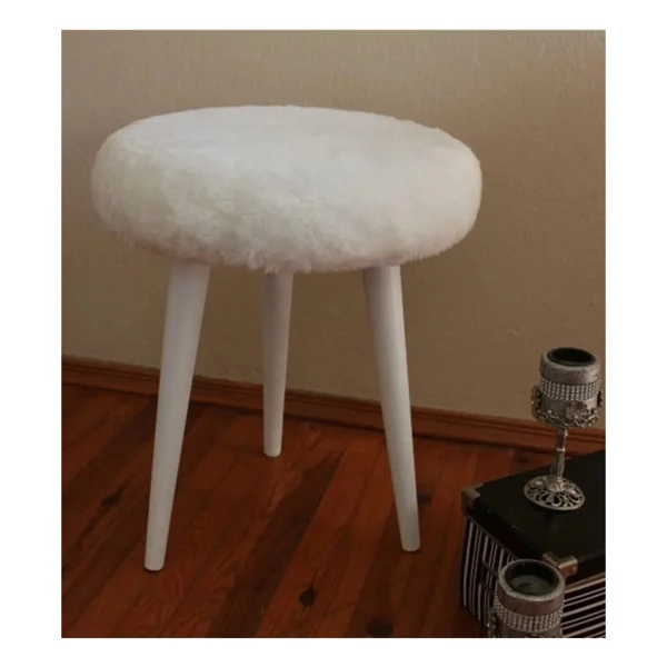 Beylerbeyi Gürgen Ahşap Retro Ayak Dekoratif Peluş Puf Tabure Bench Koltuk Sandalye - Siyah - Görsel 3