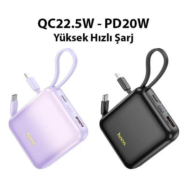 Hoco Q23 Blade Mor 10000 mAh Hızlı Şarj Powerbank - Görsel 9