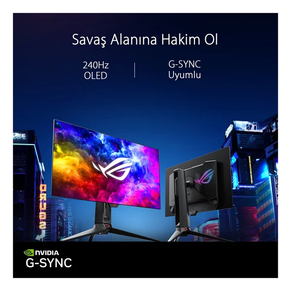 Asus Rog Swift Pg27aqdm 27" 0.03 Ms 2k Pivot 240 Hz OLED Oyuncu Monitörü - Görsel 6