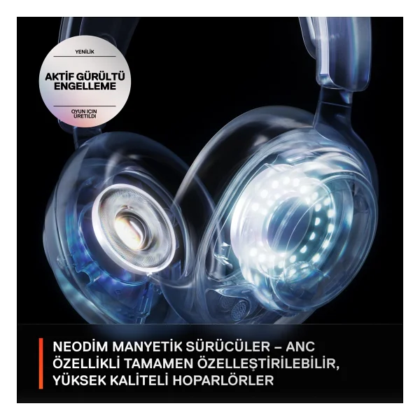 Steelseries Arctis Nova Pro Beyaz Kablolu/Kablosuz Kulak Üstü Oyuncu Kulaklığı - Görsel 3
