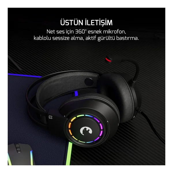 Gamepower Voldon 7.1 USB Kablolu Kulak Üstü Oyuncu Kulaklığı - Görsel 3
