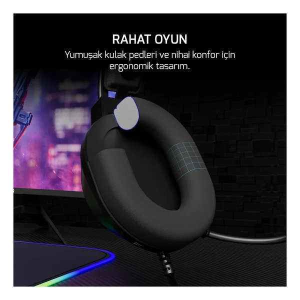 Gamepower Voldon 7.1 USB Kablolu Kulak Üstü Oyuncu Kulaklığı - Görsel 4