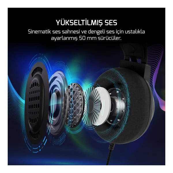 Gamepower Voldon 7.1 USB Kablolu Kulak Üstü Oyuncu Kulaklığı - Görsel 5