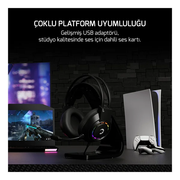 Gamepower Voldon 7.1 USB Kablolu Kulak Üstü Oyuncu Kulaklığı - Görsel 6
