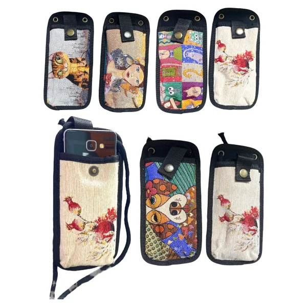 Aytan Dokuma Telefon Çantası - Askılı 10 X 21 Cm - Çok Renkli - Görsel 2