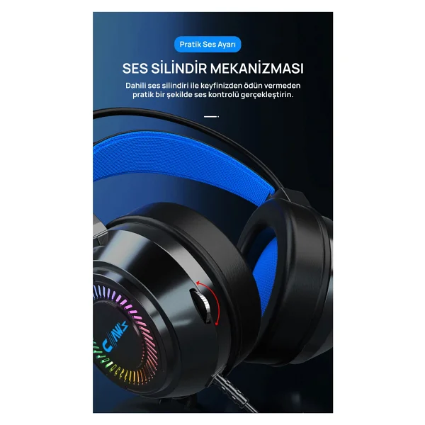 Claw's Noiseee V1 Rgb Spectrum 7.1 Surround Ses - Ai İle Gürültü Engelleyen Mikrofon - Usb Örgü Kablolu Gaming Oyuncu Kulaklığı - Siyah - Görsel 3