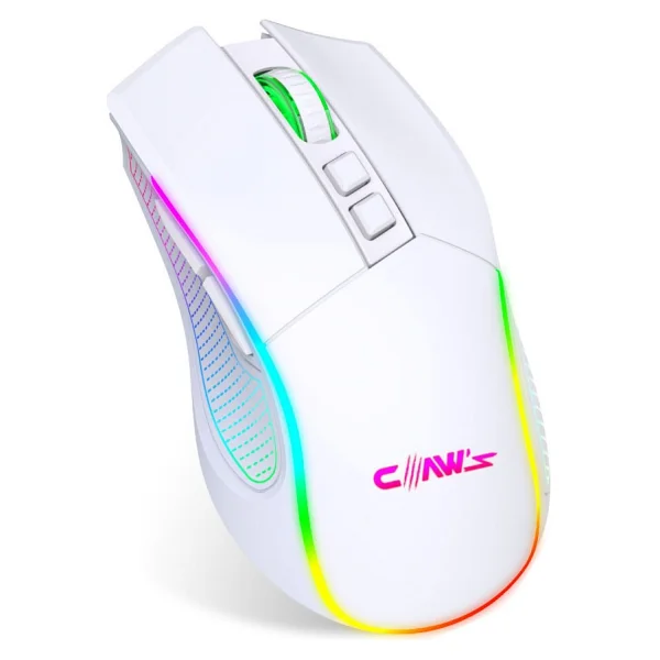Claws Crossfire Air V1 Beyaz RGB Makrolu Şarjlı Optik Kablolu/Kablosuz Oyuncu Mouse - Görsel 3