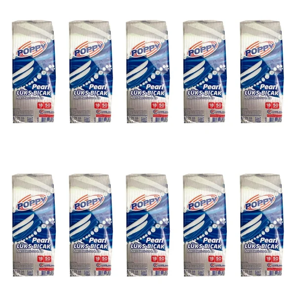 Poppy Plastik Lüks Tek Kullanımlık Bıçak - 18 Cm. - Şeffaf - 50 Adetlik 10 Paket - Görsel 4