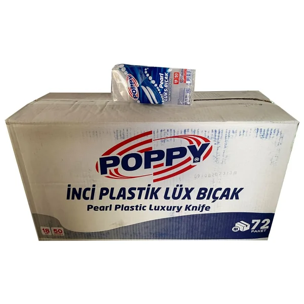 Poppy Plastik Lüks Şeffaf Tek Kullanımlık Bıçak - 3600 Adet-Koli / 18 Cm. - Görsel 4