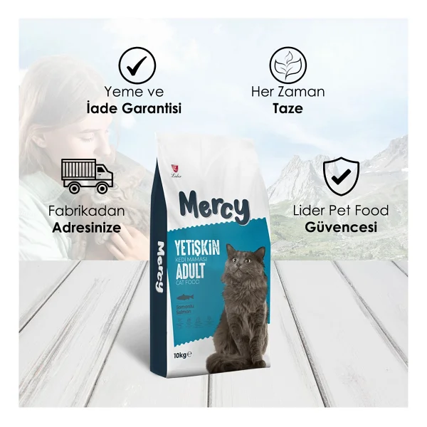 Mercy 10 Kg Somonlu Yetişkin Kedi Maması Ekonomik Segmentte Yüksek Lezzet Sunar - Görsel 3
