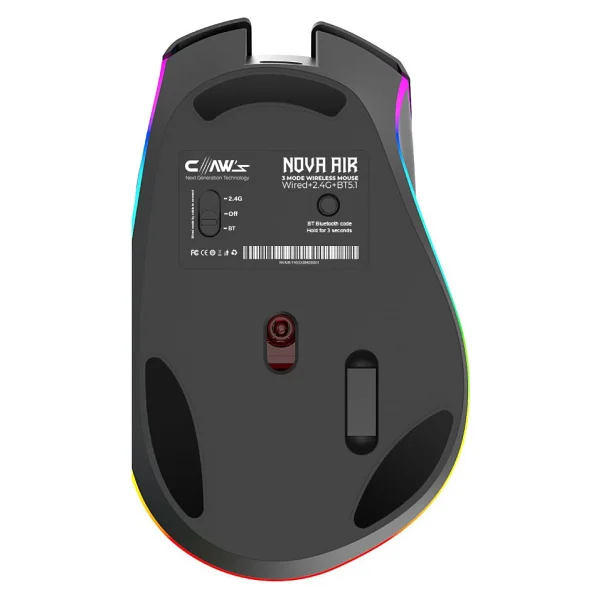 Claws Nova Air V1 RGB Makrolu Şarjlı Optik Kablolu/Kablosuz Oyuncu Mouse - Görsel 3