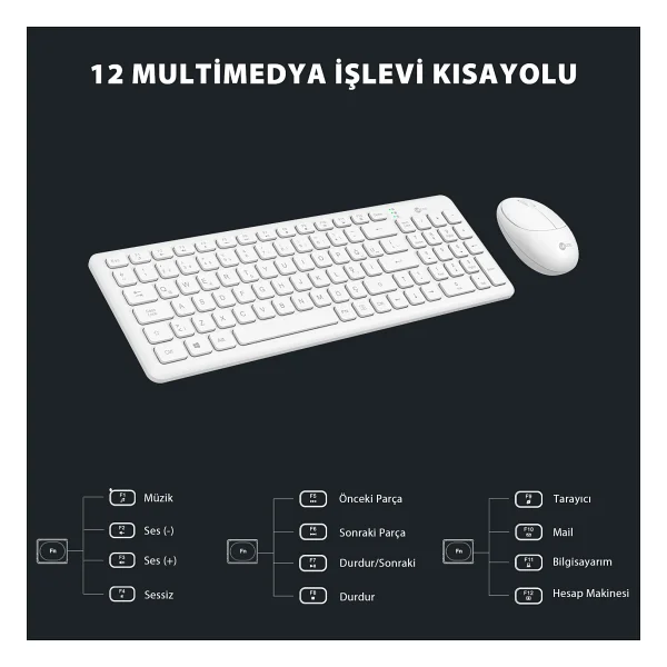 Lenovo Lecoo Kw204 Beyaz Kablosuz Klavye Mouse Seti - Görsel 3
