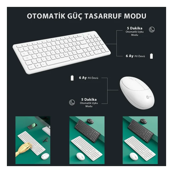 Lenovo Lecoo Kw204 Beyaz Kablosuz Klavye Mouse Seti - Görsel 6