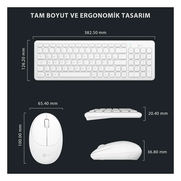 Lenovo Lecoo Kw204 Beyaz Kablosuz Klavye Mouse Seti - Görsel 7