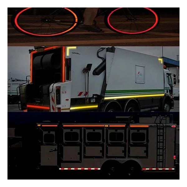 Badem10 Tüvtürk Onaylı Belgeli Bant 5 Metre 5 Cm Kırmızı Reflektörlü Reflektif Fosforlu Şerit Bant Ikaz Bandı - Görsel 2
