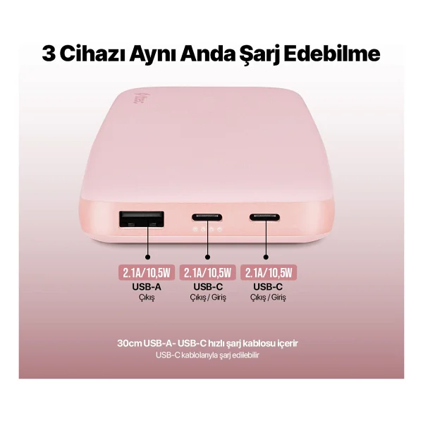 Ttec Chargeup 2bb204tp1 Pembe 10000 mAh Powerbank - Görsel 5
