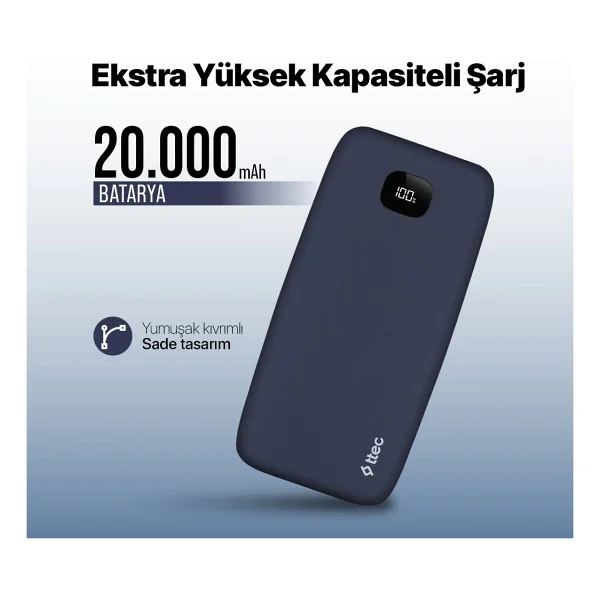 Ttec Chargeup Lcd 2bb211 20000 mAh Hızlı Şarj Powerbank - Görsel 2