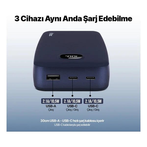 Ttec Chargeup Lcd 2bb211 20000 mAh Hızlı Şarj Powerbank - Görsel 3