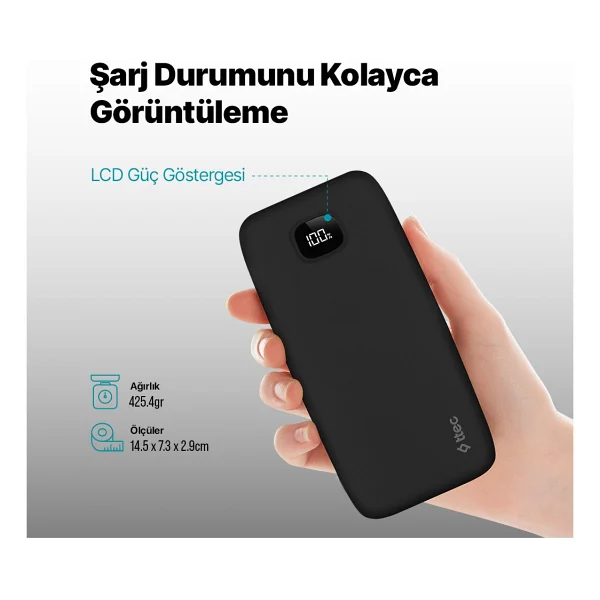 Ttec Chargeup Lcd 2bb211s Siyah 20000 mAh Hızlı Şarj Powerbank - Görsel 4