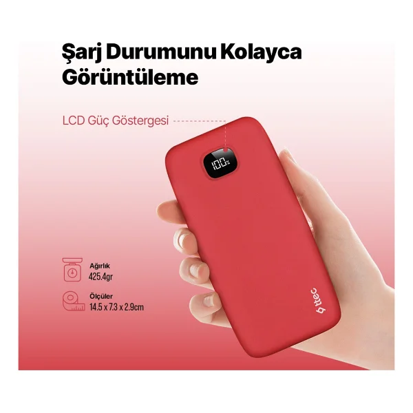 Ttec Chargeup Lcd 2bb211gk Gül Kurusu 20000 mAh Hızlı Şarj Powerbank - Görsel 5