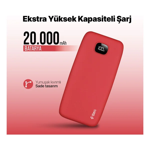 Ttec Chargeup Lcd 2bb211gk Gül Kurusu 20000 mAh Hızlı Şarj Powerbank - Görsel 6