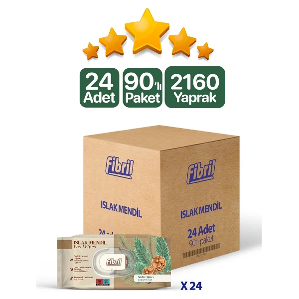 Fibril Sedir Ağacı Kokulu 90 Yaprak 24'lü Paket Islak Mendil - Görsel 4