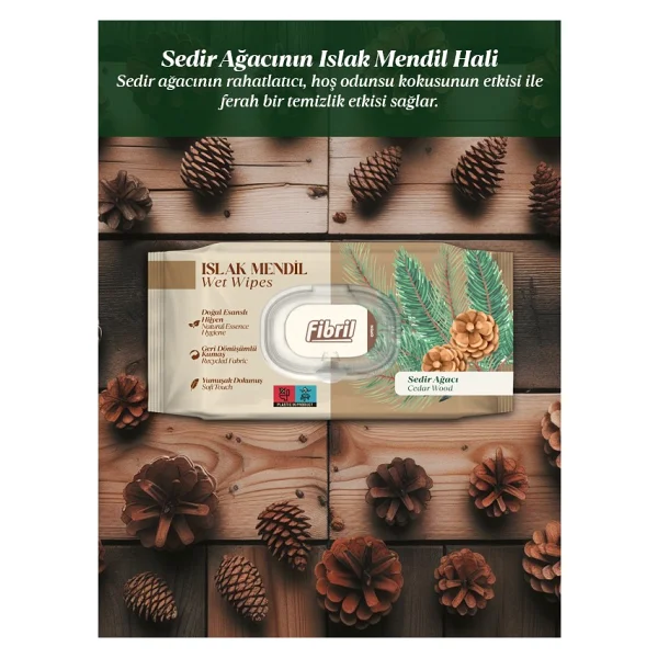 Fibril Sedir Ağacı Kokulu 90 Yaprak 24'lü Paket Islak Mendil - Görsel 3