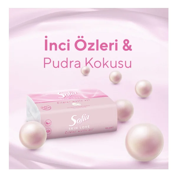 Sofia Skin Love Pudra Kokulu Mendil 100'lü 3 Paket - Görsel 5