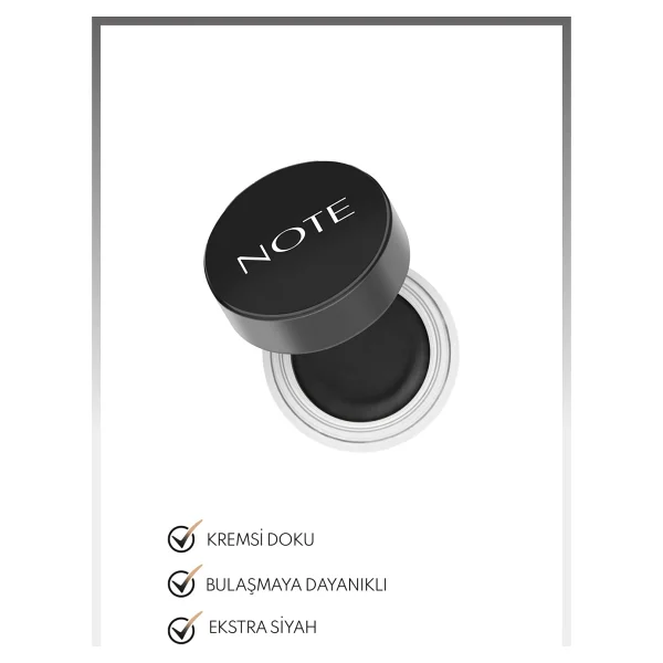 Note Mat Bitişli Waterproof Siyah Jel Eyeliner - Görsel 3