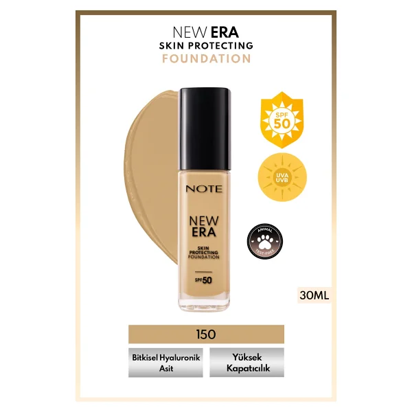 Note New Era Skin Protecting Hyaluronik Asitli Spf 50 150 Medium Beige 30 Ml Likit Fondöten - Görsel 6