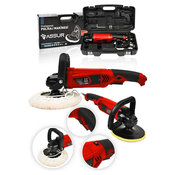 Assur 1200w Polisaj Makinesi Devir Ayarlı 6 Kademeli 180mm Pasta Cila - Görsel 6