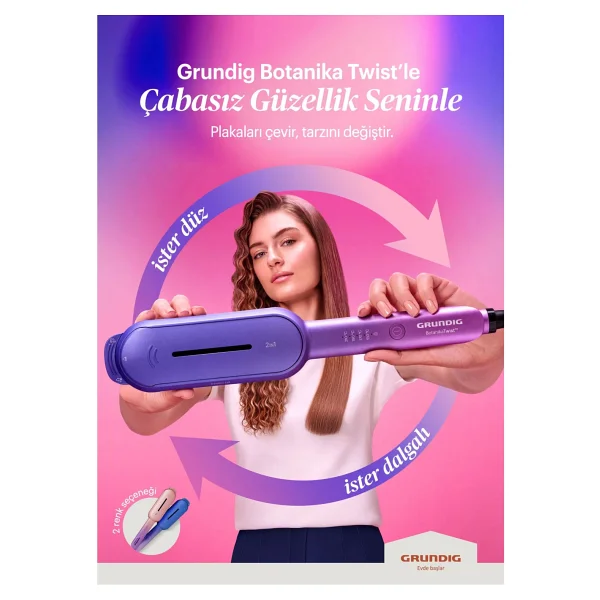 Grundig Hs 8330 Botanika Twist 2in1 Saç Düzleştirici Ve Wag Maşası - Görsel 7