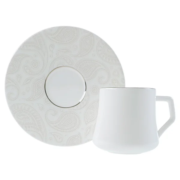 Evaliza Paisley White 80 ml 6 Kişilik Kahve Fincan Takımı - Görsel 2