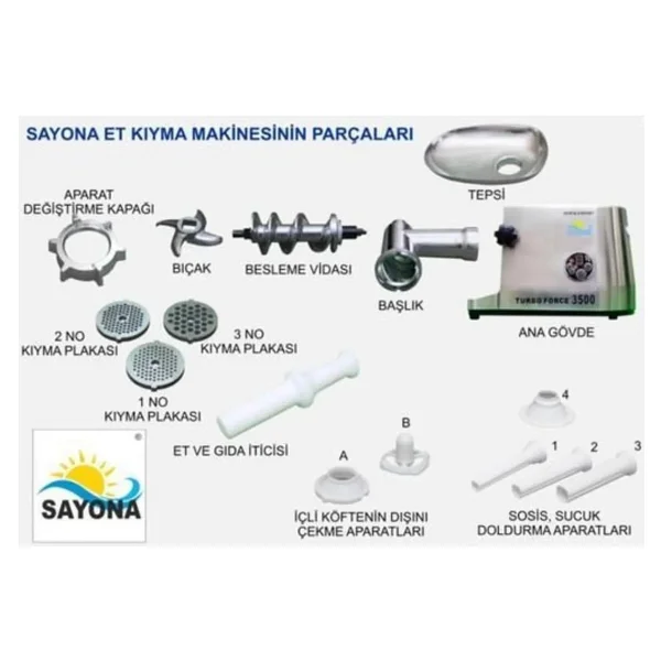 Sayona S-3500d Turbo Force 1800 W Kıyma Makinesi - Görsel 3