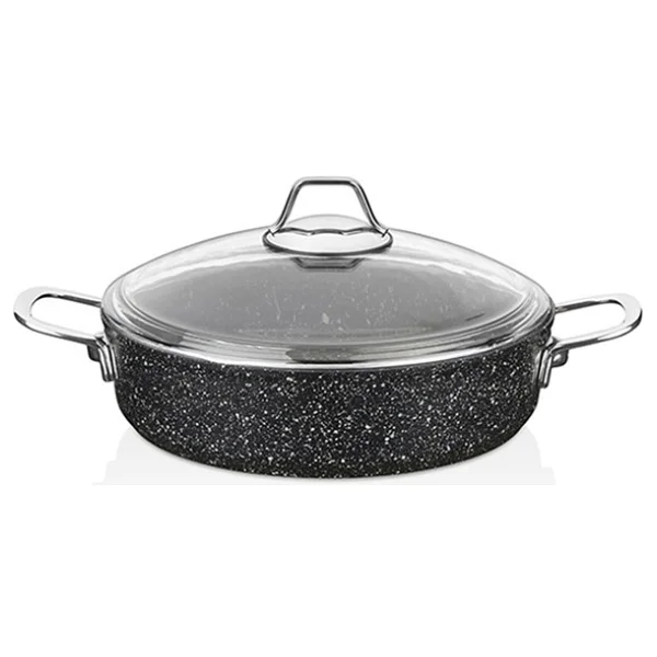 Falez Black Line 26 cm Granit Basık Tencere - Siyah - Görsel 2