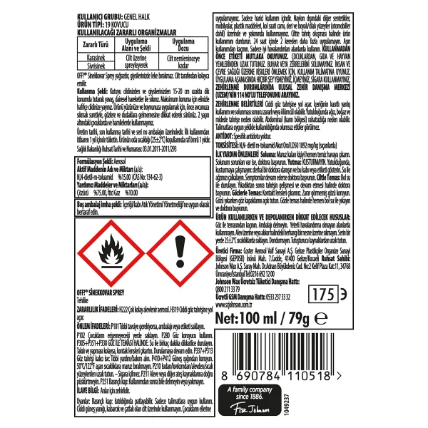 Off Sinekkovar Sprey 100 Ml - Görsel 3