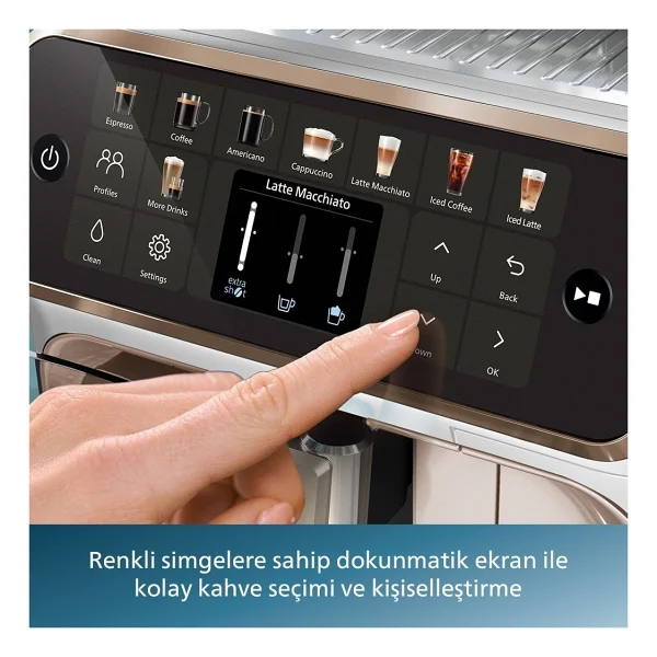 Philips Soğuk Sıcak Tüm Kahveler 20 Farklı Kahve Çeşidi Silentbrew Teknolojisi İle %40 Daha Sessiz Tam Otomatik Kahve Makinesi+ Tchibo Kahve Ve Lambader Hediye - Beyaz - Görsel 4