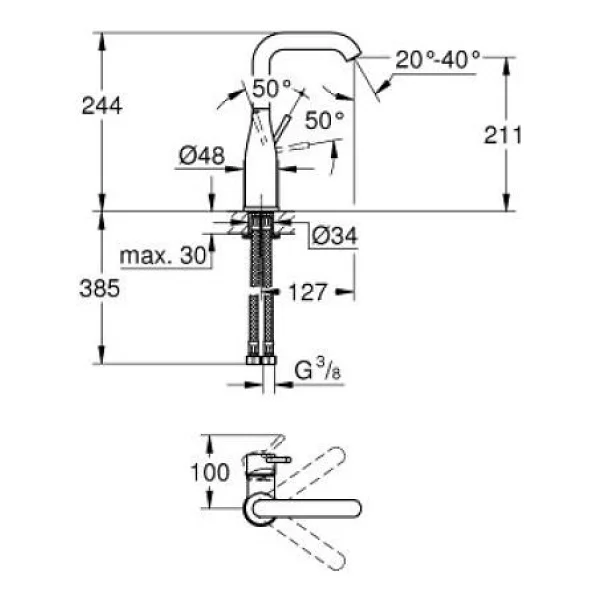 Grohe Essence L 24177kf1 Phantom Black Tek Kumandalı Lavabo Bataryası - Görsel 4