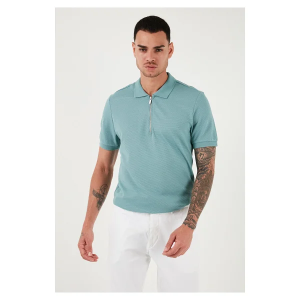 Buratti Pamuklu Regular Fit Fermuarlı Polo Yaka T Shirt Erkek Polo Yaka T Shirt 5902915 - Mavi - Görsel 2