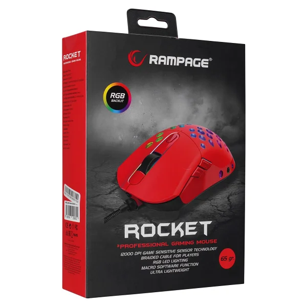 Rampage Smx-R66 Rocket Kırmızı RGB Makrolu Ergonomik Optik Kablolu Oyuncu Mouse - Görsel 9