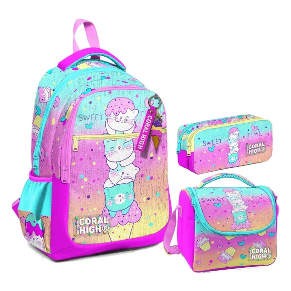 Coral High Set0123645 Mixed Dondurma Desenli 3'lü Okul Çanta Seti - Görsel 10