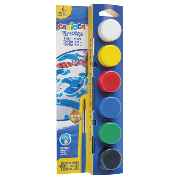 Carioca Süper Yıkanabilir 25 Ml 6 Pastel Renk Tempera Sulu Boya - Görsel 3