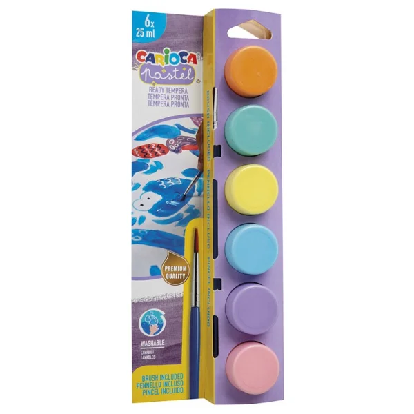Carioca Süper Yıkanabilir 25 Ml 6 Pastel Renk Tempera Sulu Boya - Görsel 5