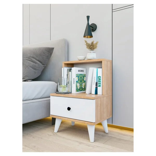Montenero Marbella Komodin 1 Çekmeceli Açık Raflı Kitaplıklı Yatak Odası 45x65 Cm - Görsel 10